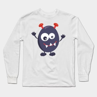 Cute Monster, Funny Monster, Blue Monster, Horns Long Sleeve T-Shirt